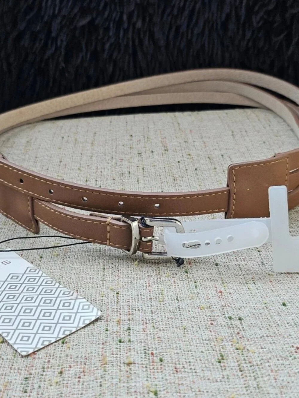 LODIS Belt Leather Brown 3 Strand Women Waistband Pin Buckle Size M/L NWT